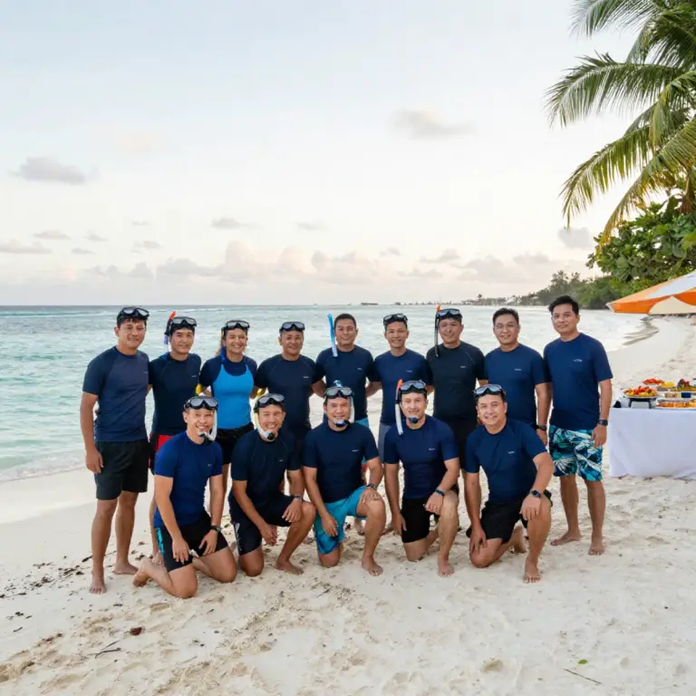 A group corporate outing snorkeling and diving in Boracay