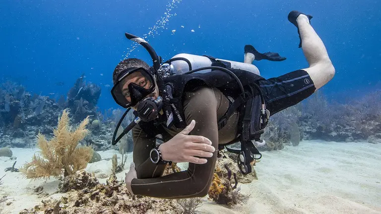 A diver on a scuba refresher in Boracay