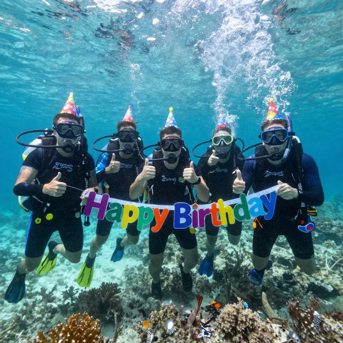 Scuba Divers Happy Birthday Banner Boracay