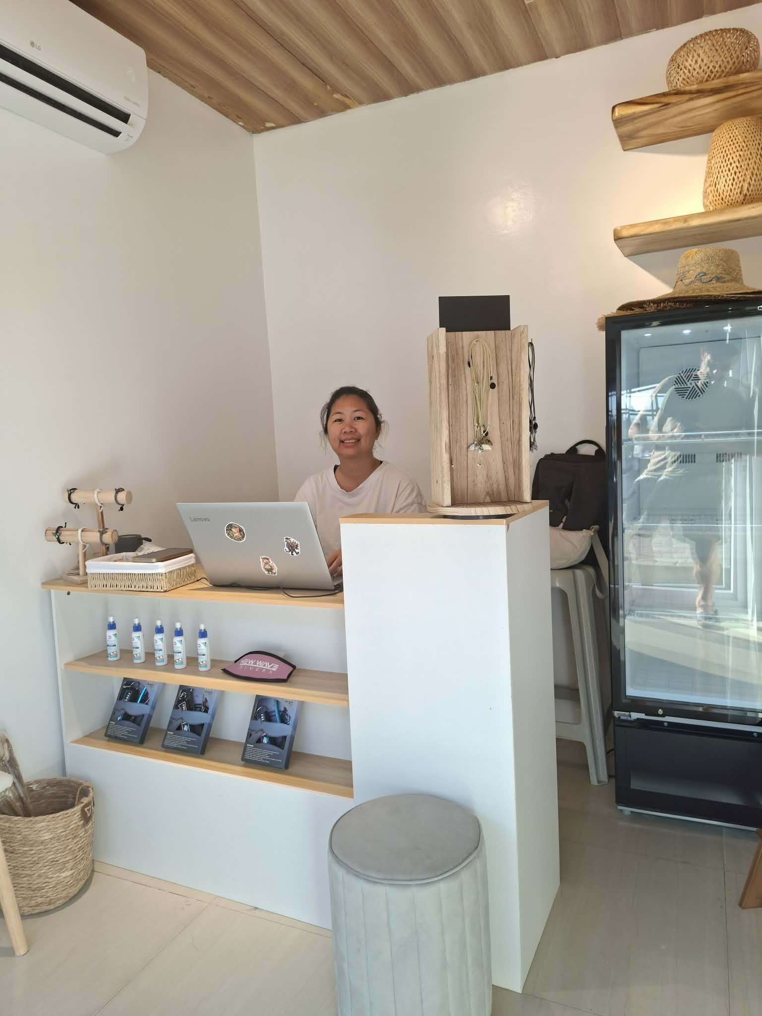 The friendly counter inside New Wave Beach Boutique
